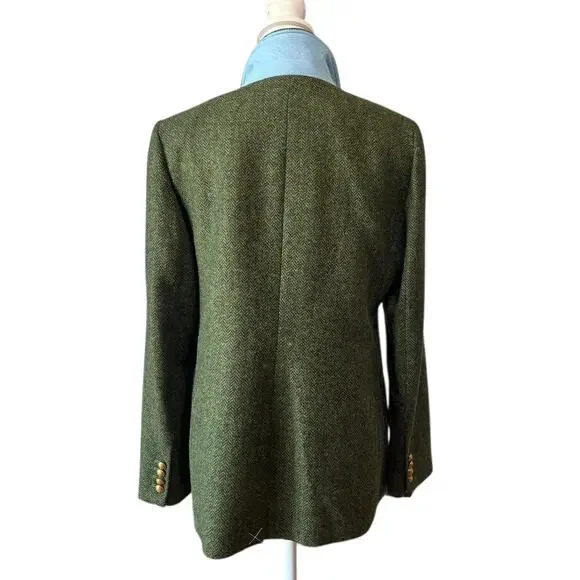 NEW J.Crew Bristol Blazer Jacket Double Breasted Herringbone Wool Green Size 10 - Picture 9 of 9